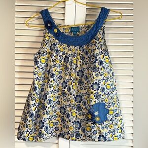 The Children’s Place Blue White Floral Boho Sleeveless Smock Top Girls L 10/12